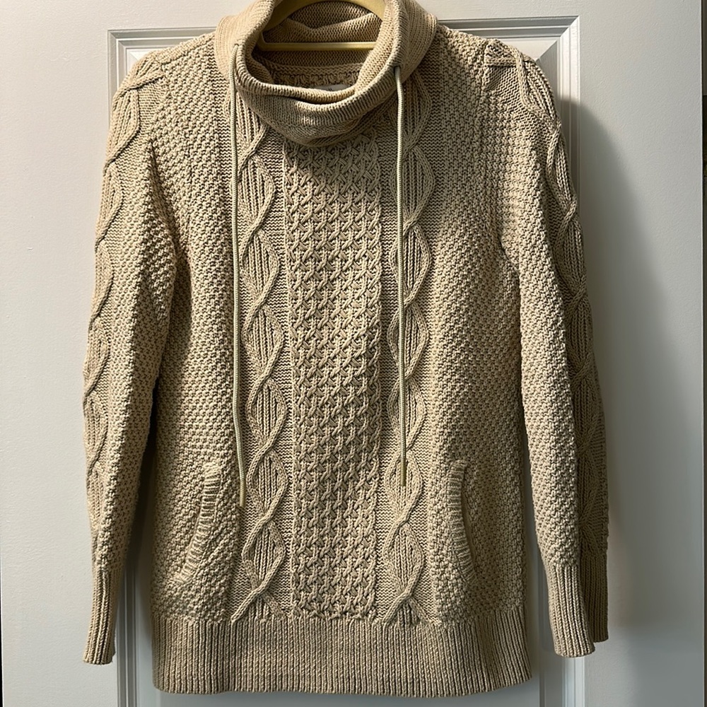 L.L.Bean Women’s Signature Cotton Funnelneck Sweater, size S, Ivory